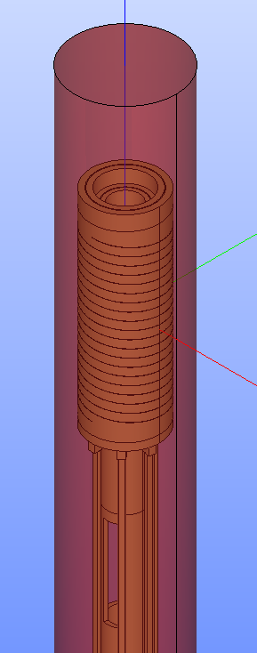 A 4 helix insert with sourring air (in transparent red)